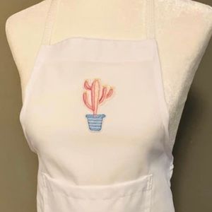 NEW Kids Size Apron with Pink Cactus Appliqué